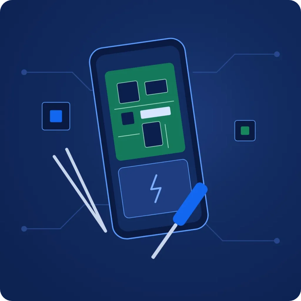 Mobile phone circuit board, battery and repair tools